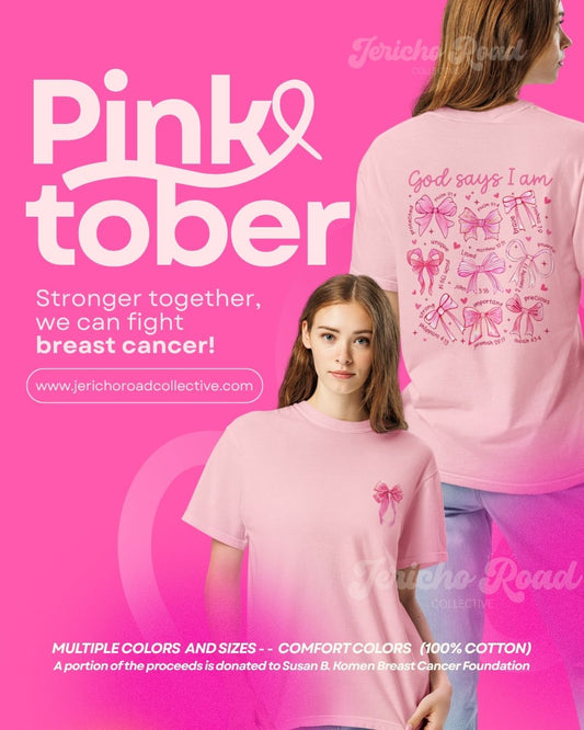 Breast Cancer Awareness Shirt, God Says I Am, Pink Ribbon, Comfort Colors