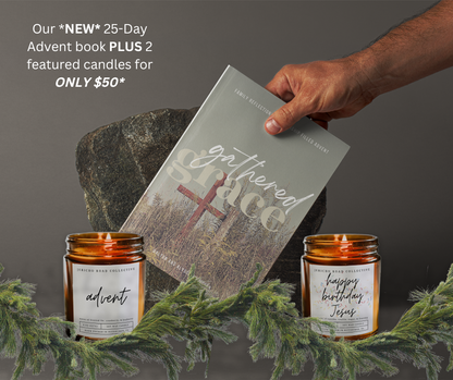 Pre-Order- 25-Day Advent Book PLUS 2 Featured Candles Bundle